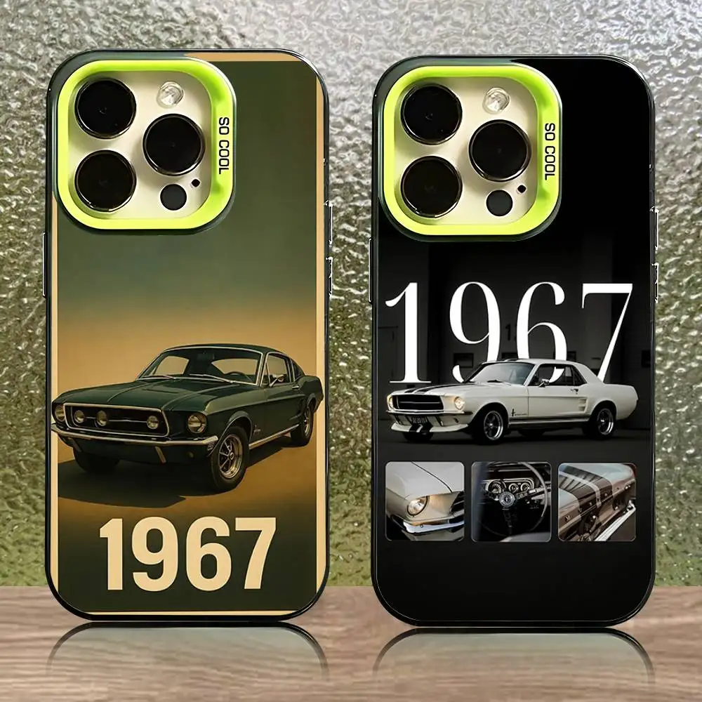 

M-Mustang Retro Car F-FordS Phone Case For iPhone 16,15,14,13,12,11,Pro,XS,Max,Plus,Mini,SE Green Candy Matte Shockproof Cover