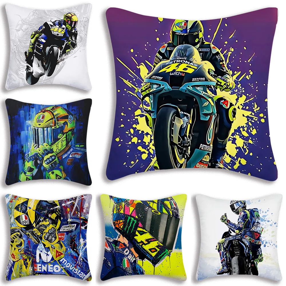 V-Valentino R-Rossi Pillow Covers Cartoon Sofa Decorative Home Double-sided Printing Short Plush Cute Cushion Cover