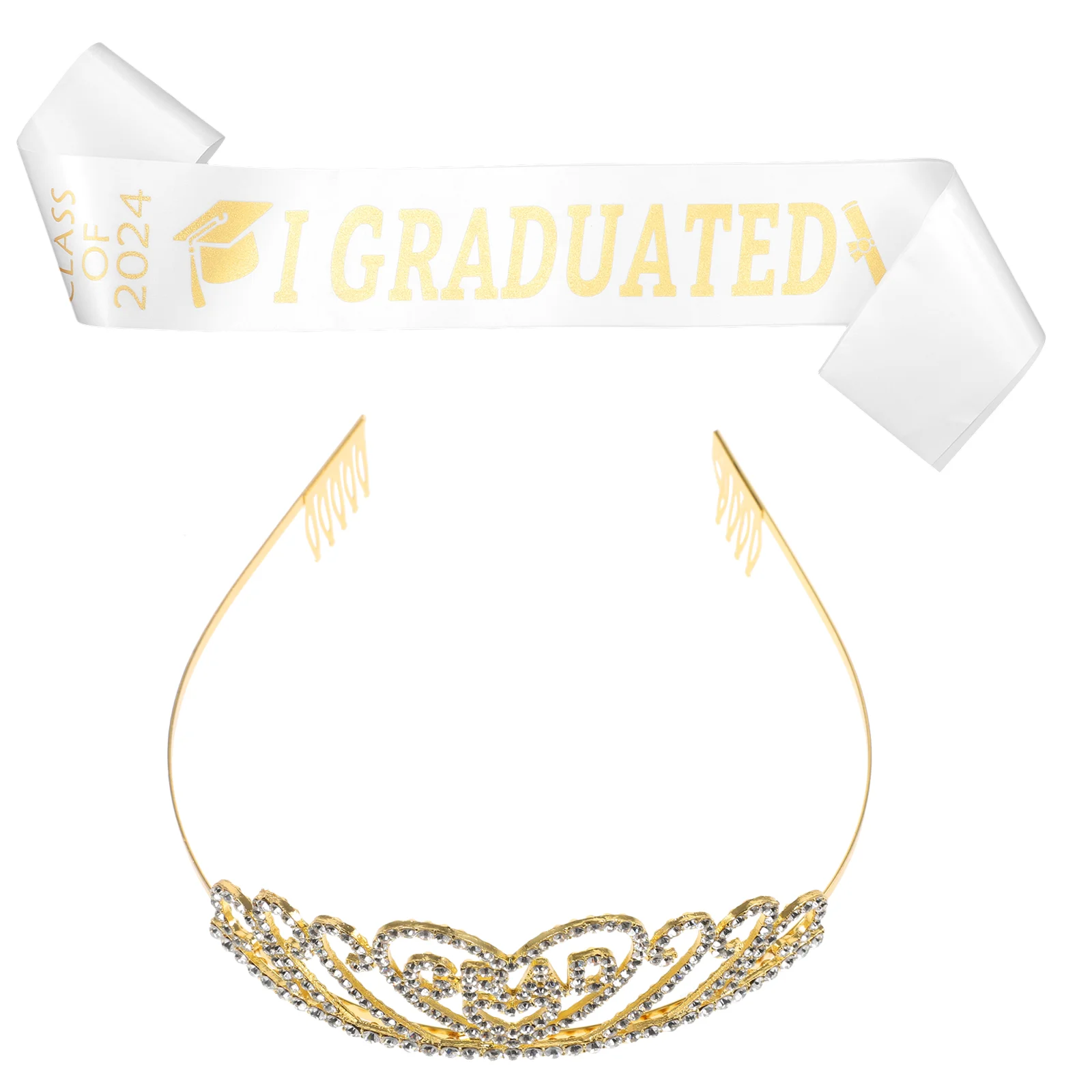 Graduation Shoulder Straps Graduate Party Supplies Makeup Costume Props Crown Sash Kit Student