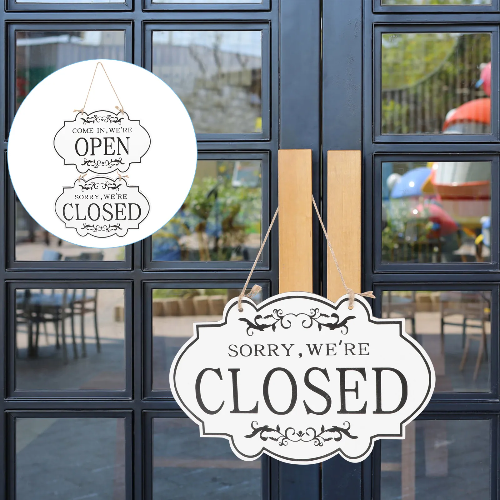 

Double-Sided Wooden Doorplate Pendant Safe Durable Open Closed Sign Vintage Decorative Door Decor Farmhouse Open Closed Sign