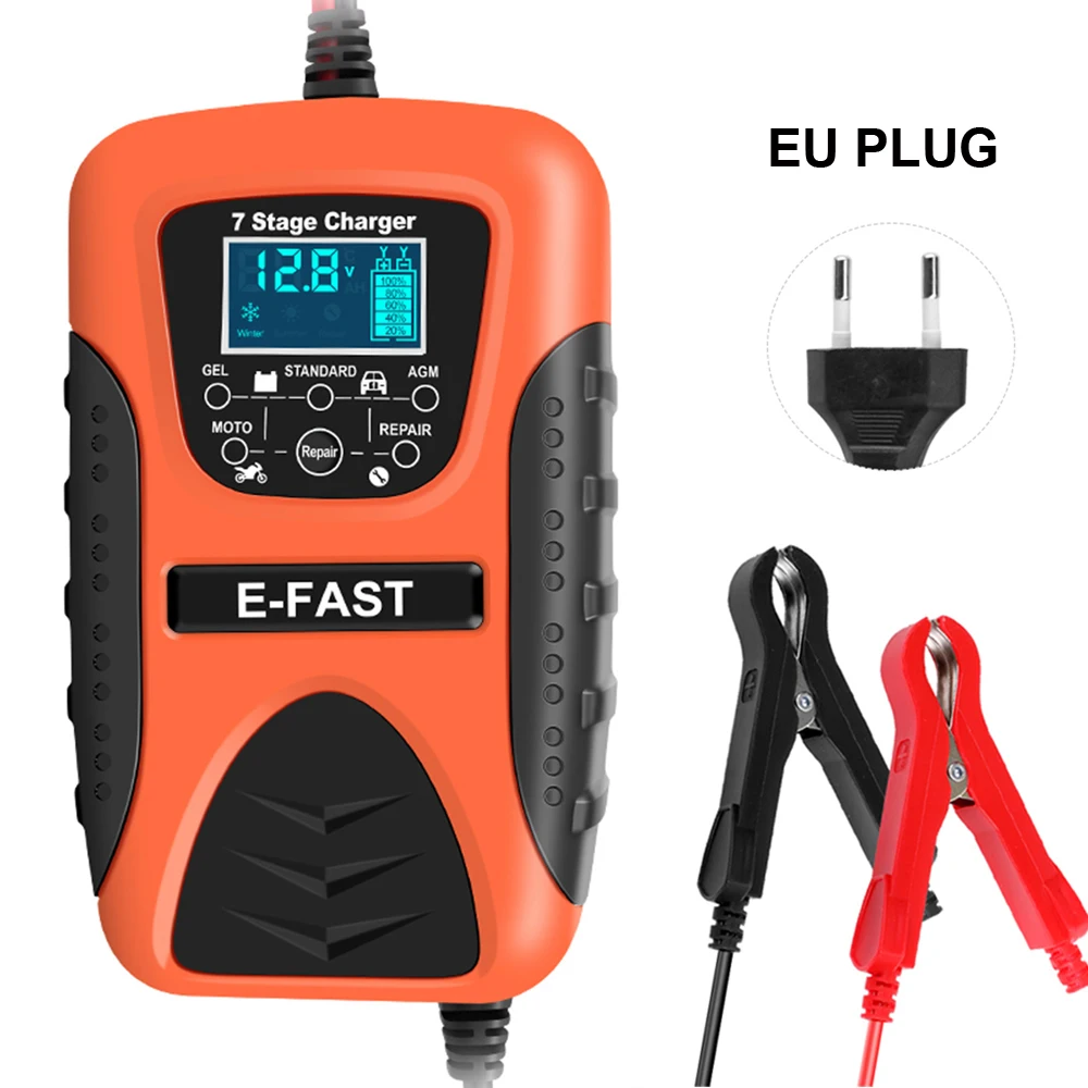 

Автоматическое интеллектуальное зарядное устройство для аккумуляторов 12В 7А, 7-ступенчатое зарядное устройство для автомобильных и мотоциклетных аккумуляторов с импульсным восстановлением и ЖК-дисплеем