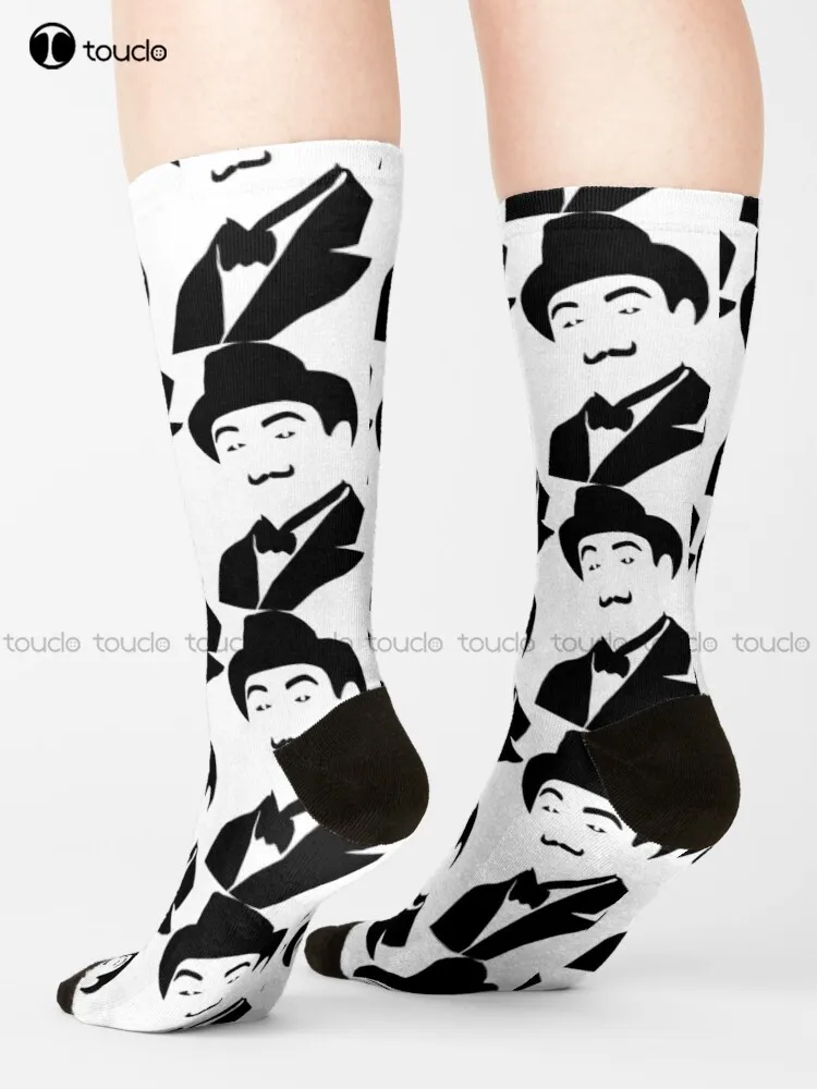 

Hercule Poirot Silhouette Socks Pink Softball Socks Streetwear Harajuku Personalized Custom Unisex Adult Teen Youth Socks Retro