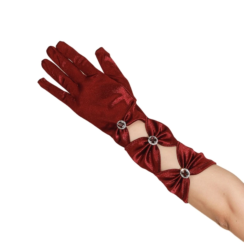 New Satins Gloves Women Party Gloves MidLength Long Gloves Night Club Hand Gloves