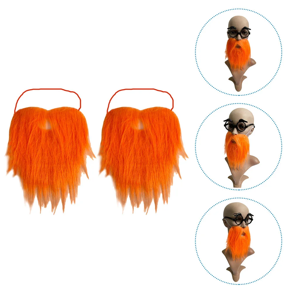 Fausse Moustache pour Bal de Promo, Ornement Décoratif de Barbe, Ensemble de Cosplay Créatif pour Homme, Costume Orange pour Enfant, 2 Pièces