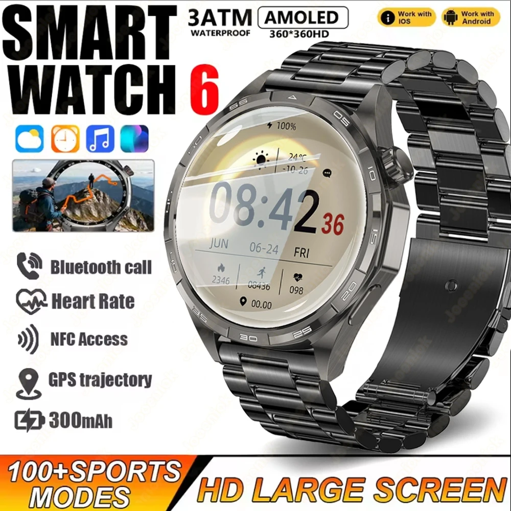 

2026 Новые часы 6 Pro GT серии Смарт-часы с GPS-треком для мужчин и женщин Спортивные часы с пульсометром BT Call NFC IP68 Водонепроницаемые умные часы