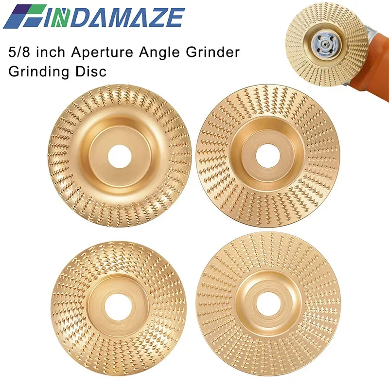 4types of Tungsten Carbide Grinding Wheel 5/8 Inch Aperture Angle Grinder Wood Carving Disc Grinder Forming Disc for Woodworking