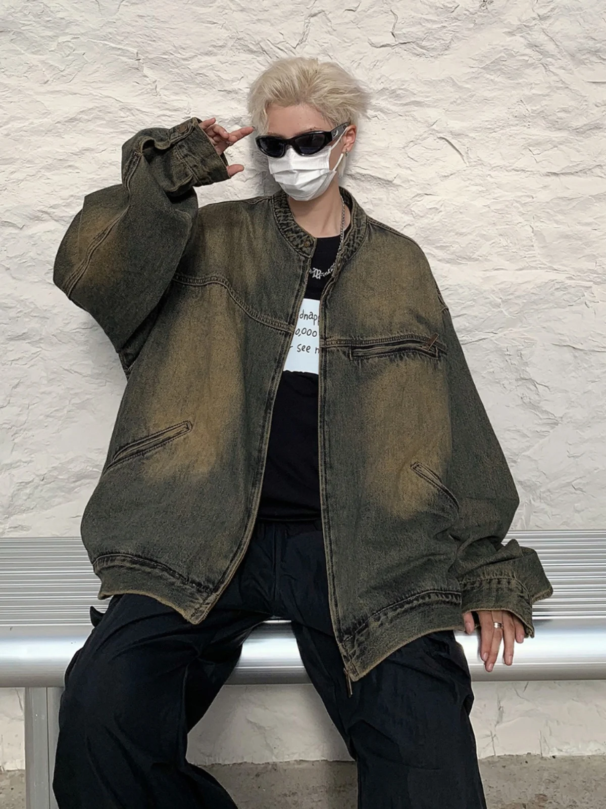 

Waed Denim Jaet Men's Spring Autumn Casual American Sle Loose Fit Jeans Jaet Youth Trendy Streetwear Classic Retro