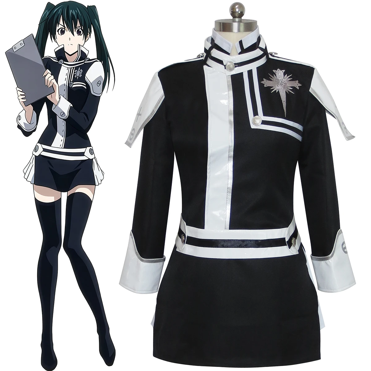 D.Gray-Man Lenalee Lee Cosplay Costume Anime Lena Black Order Exorcist Uniform Outfit Dress