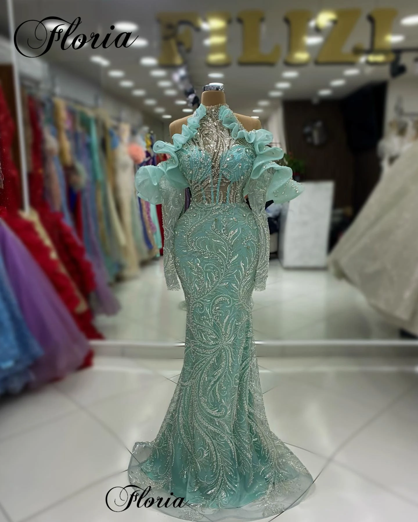 Haute Coutures Elegant Beaded Prom Dresses Mermaid Off Shoulder Birthday Party Dresses Vestidos De Noche Awards Ceremony Gowns