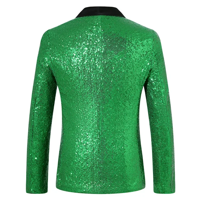 Fashion Men Sequin Suit Single Button Loose Jacket Male Dance Party Music Performance Luxury Dress Blazers