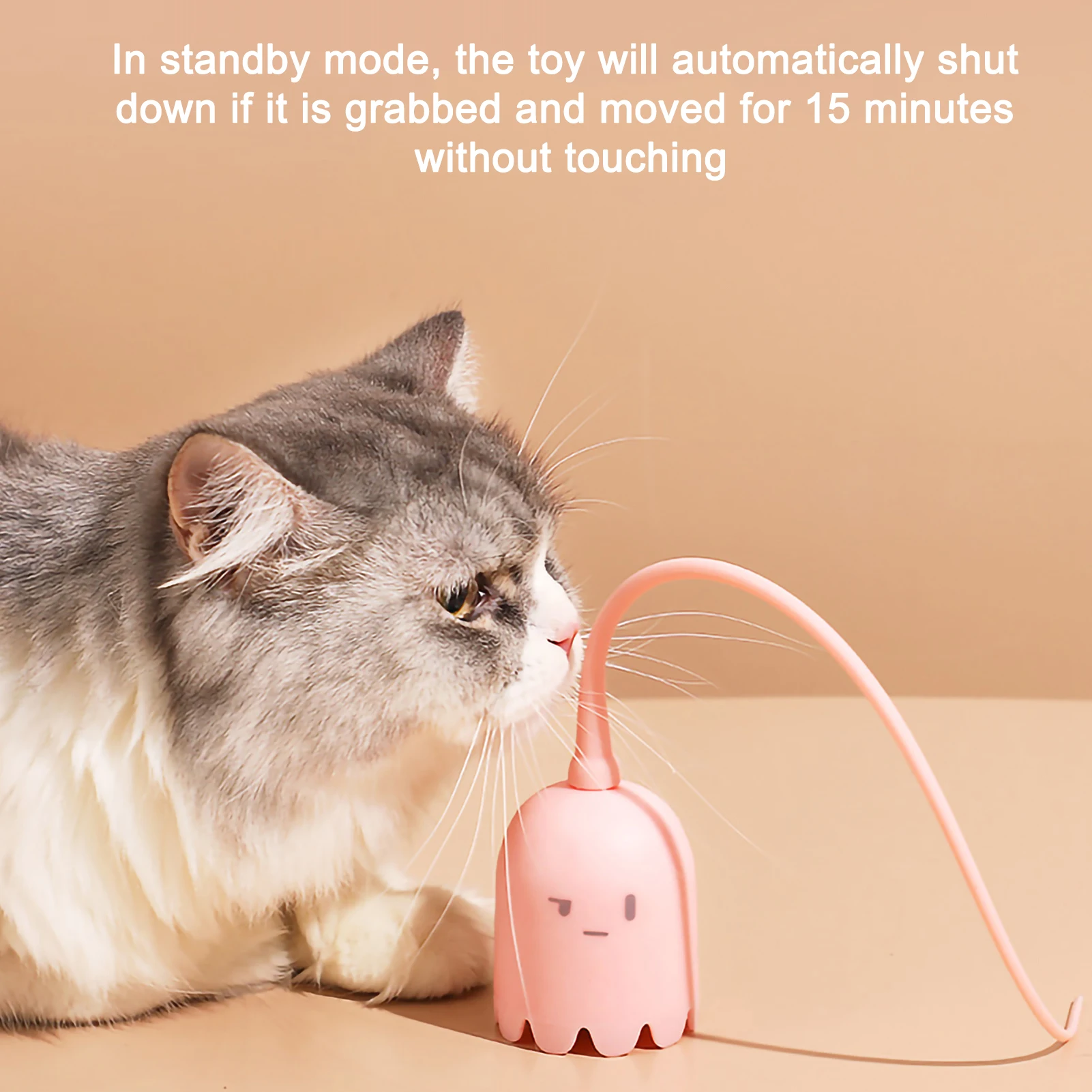 Electric Cat Teaser Smart Magic Tail Cat Toy Silicone Tail Bite Resistant Automatic Self-Hi Rotating Rolling Ball