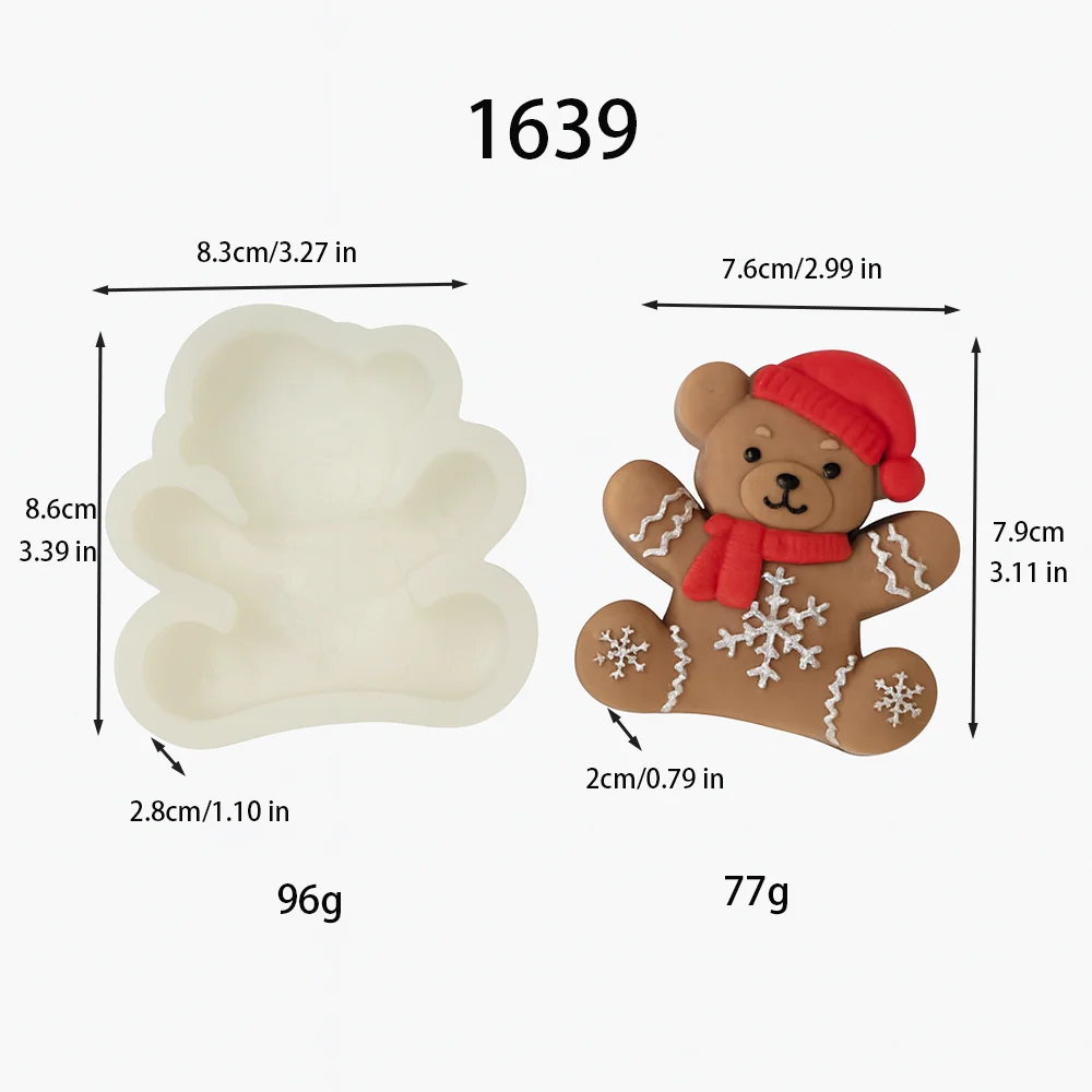 Christmas Scarf Hat Bear Silicone Candle Mold 3D Animal Bear Crafts Resin Gypsum Soap Mold Christmas Gift Festival Supplies