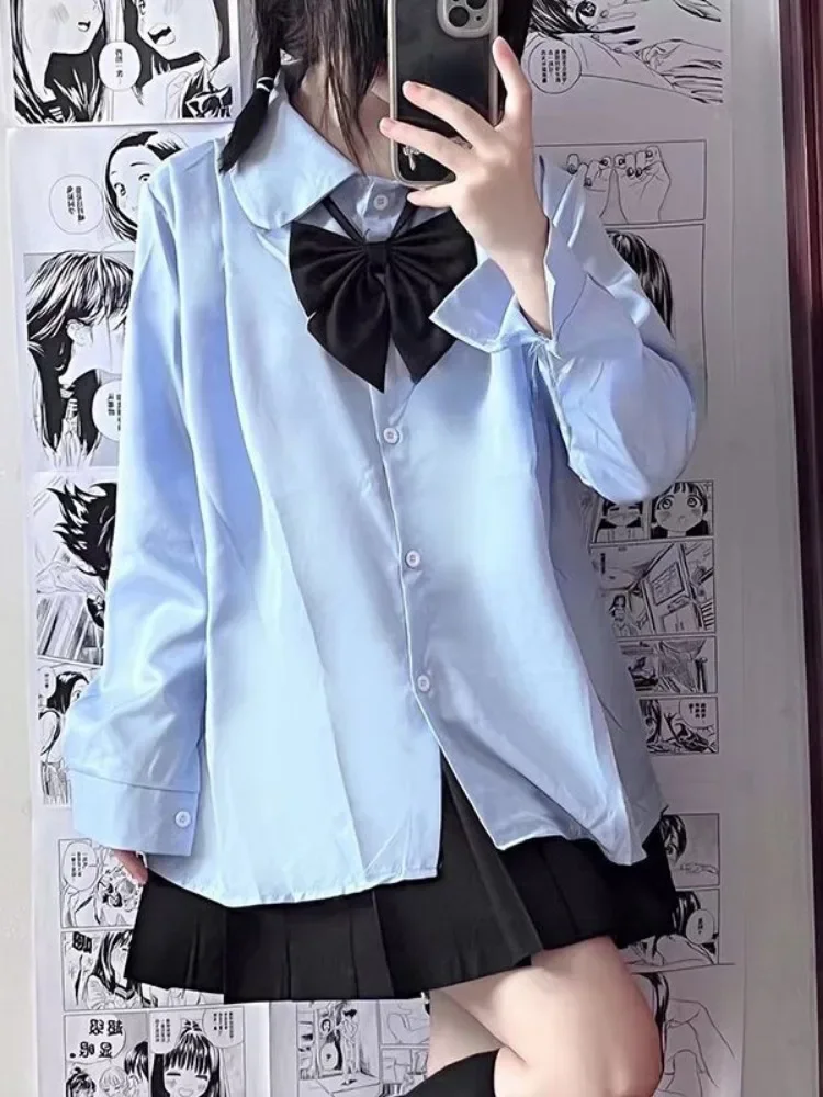 Y2k 美的ヴィンテージカジュアル日本ロリータ Blusas 日本人女性かわいい長袖ブラウスストリート弓 Jk Tios シャツファム