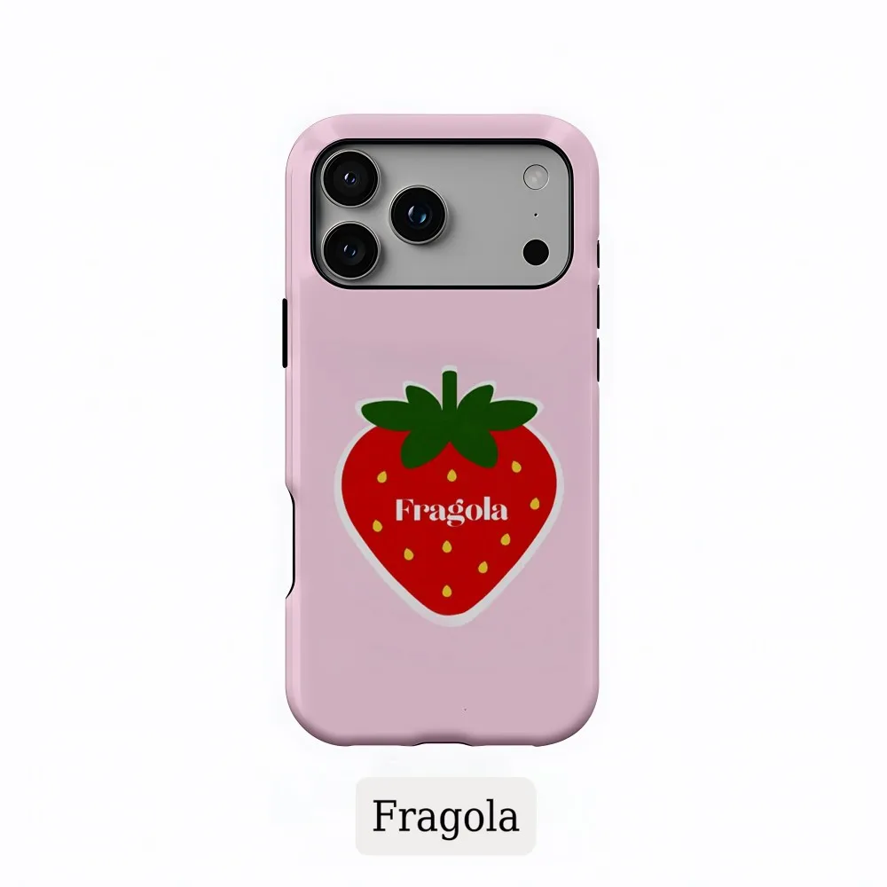 

Luxury Clmj Phone Case for iPhone 17 16 15 14 13 12 11 Pro Max Air Plus Luxury Double-layer Back Fragola Goblet Fruit Cover