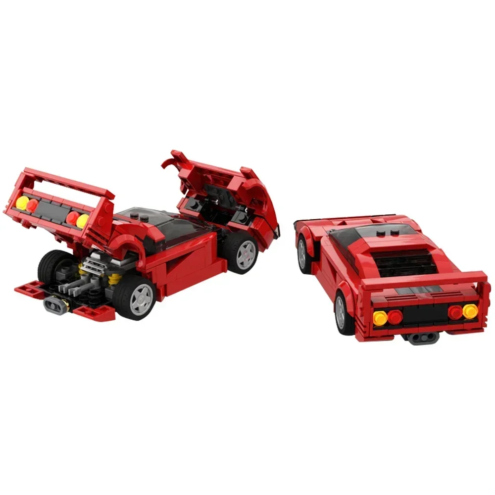 EKbricks MOC F40 Supercar Bricks Red Classic Racing Beroemde Rode F40 Speed Champions Stad Sportwagen Bouwstenen Set Speelgoed Cadeau