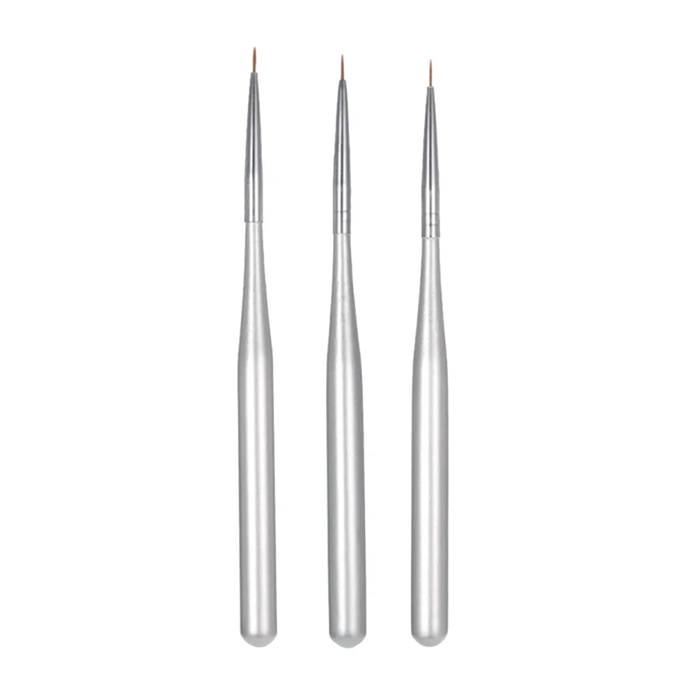 3 pinceaux liner 8 mm, 6 mm, 5,5 mm, pointe fine, stylo de peinture de détail pour la conception de manucure, art des ongles, outil de maquillage, stylo pinceau pour l'art des ongles