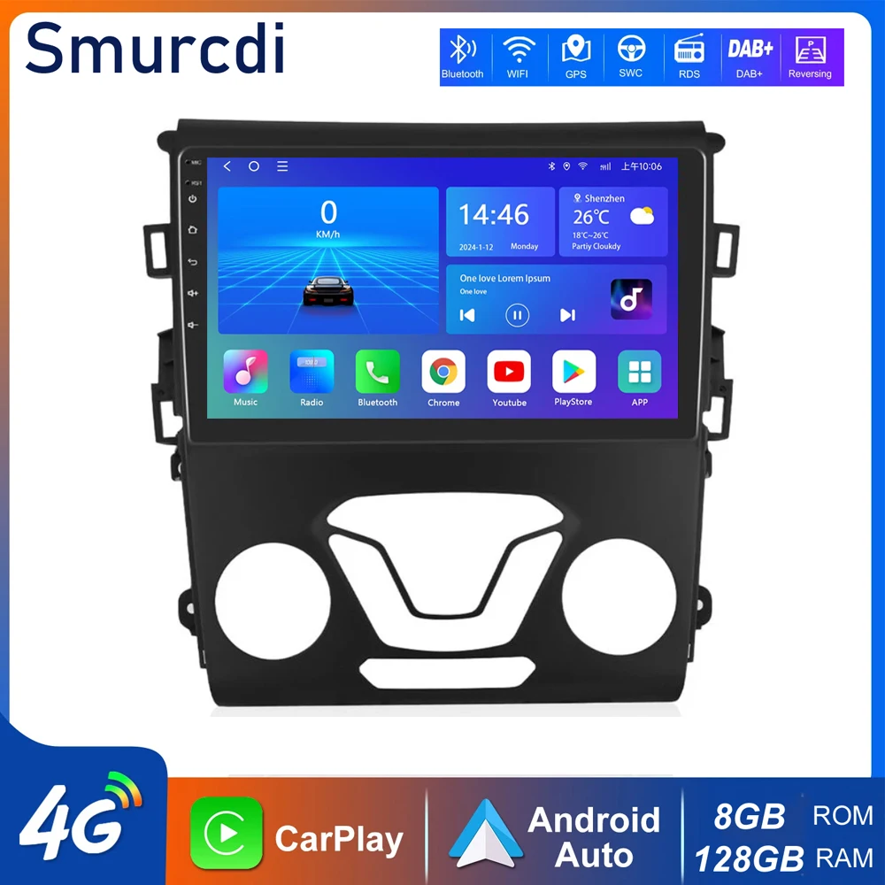 

Android 15 Car Radio For Ford Fusion Mondeo 5 2014 - 2019 Multimedia Video Player Carplay Auto Navigation GPS No 2Din 2 Din DVD