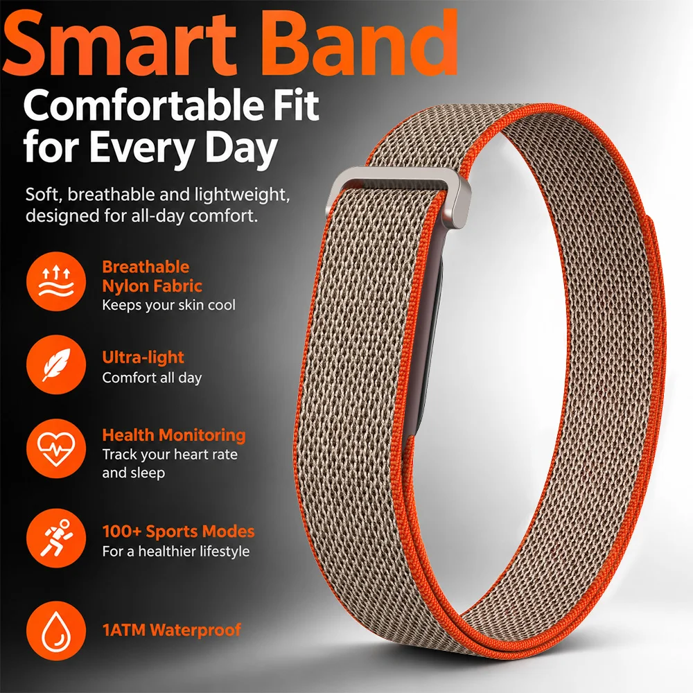 2026 New Smart Sports Band Fitness Tracker 1ATM Waterproof Heart Rate HRV Sleep Blood Oxygen Body Fitness Tracker Band Men Women