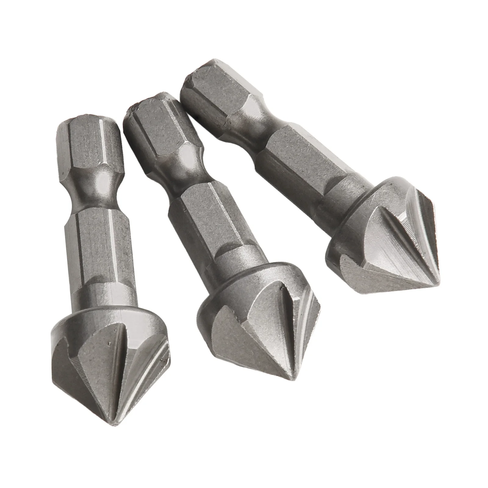 

3pcs 6 Flute Chamfer Bits 90 Degree Countersink Drill Bit 6.35mm Hex Shank Burr Removal Angle Chamfer Cutting Tools For Wood