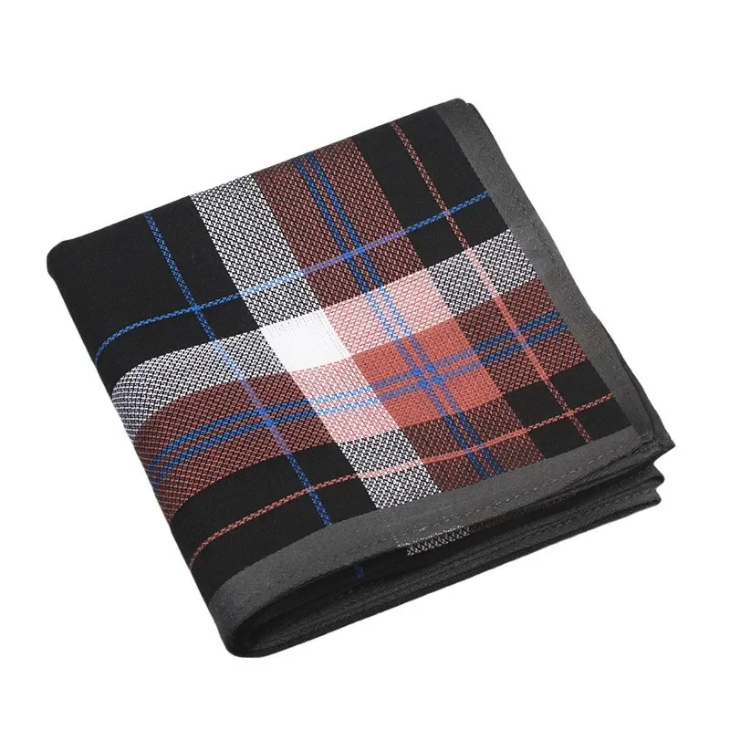 3Pcs 43x43cm 100% Cotton Retro Plaid Printed Men Handkerchiefs Soft Business Suits Pocket Square Sweat Face Towel