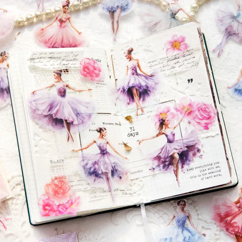 20Pcs Ballet Ballerina Series Decorative Sticker Ballet Style Girl Collage Scrapbooking Label Diy Diary Album Journal Planner