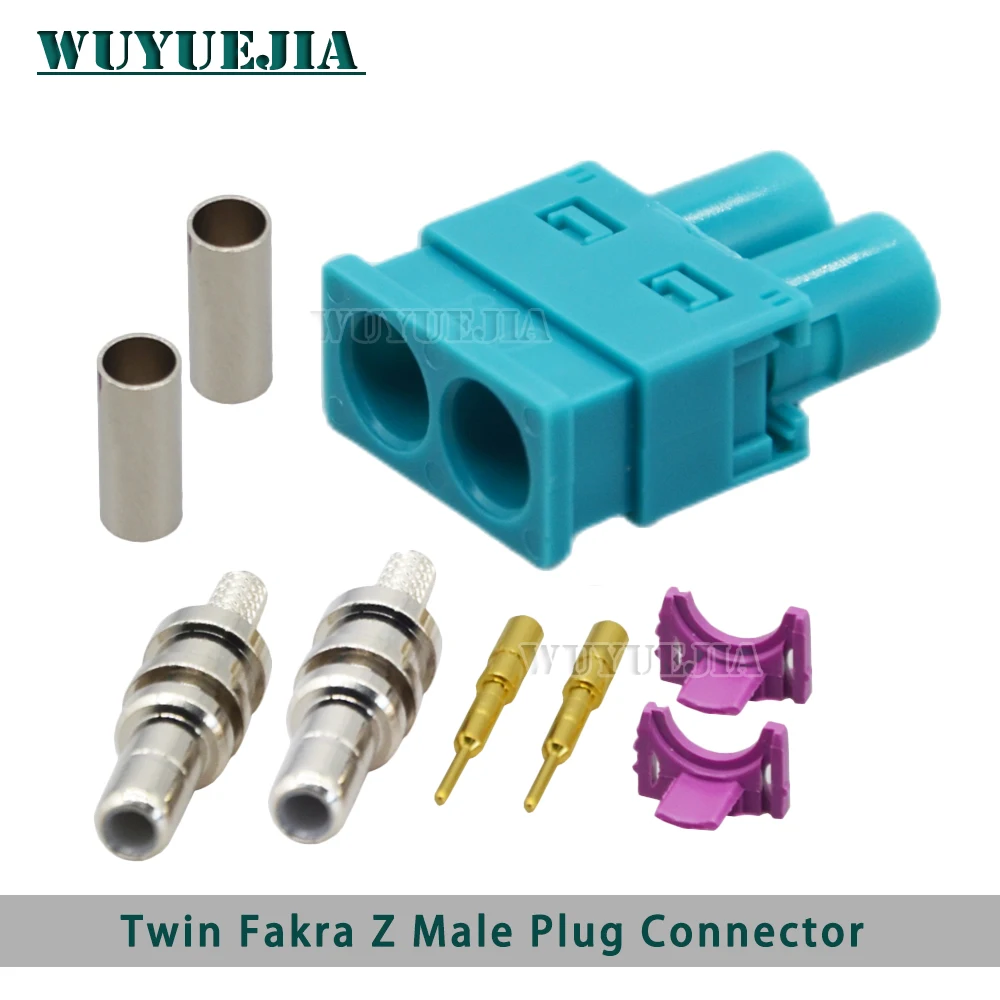 1/10PCS Double Fakra Z Male Plug Twin Fakra II SMB Connector 50 Ohm RF Coaxial Connectors Dual Fakra for RG316/ RG174 Cable