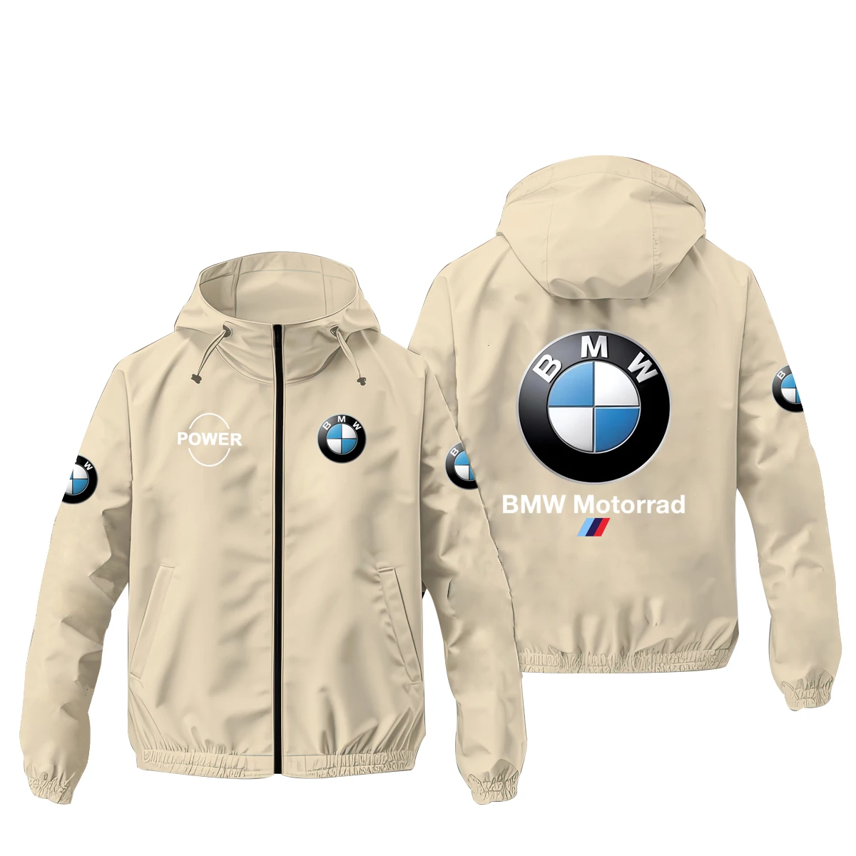 2025 BMW Logo Sportswear Men's BMW Printed Sportswear Casual Harajuku Hooded Sweatshirt Full Zipper Men's Windproof Jacket