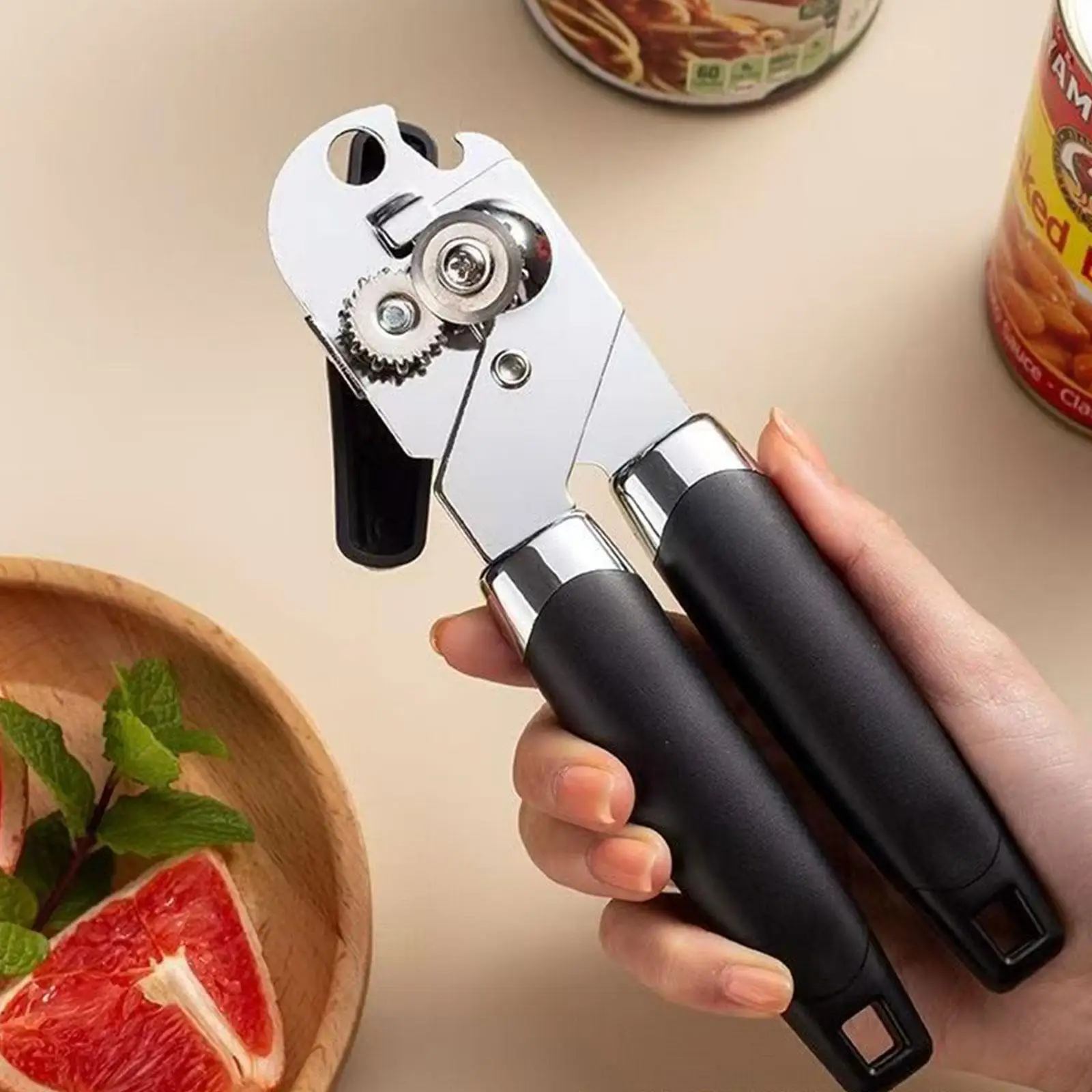 

Can Opener Portable Stainless Steel Easy to Clean Heavy Duty Kitchen Gadget