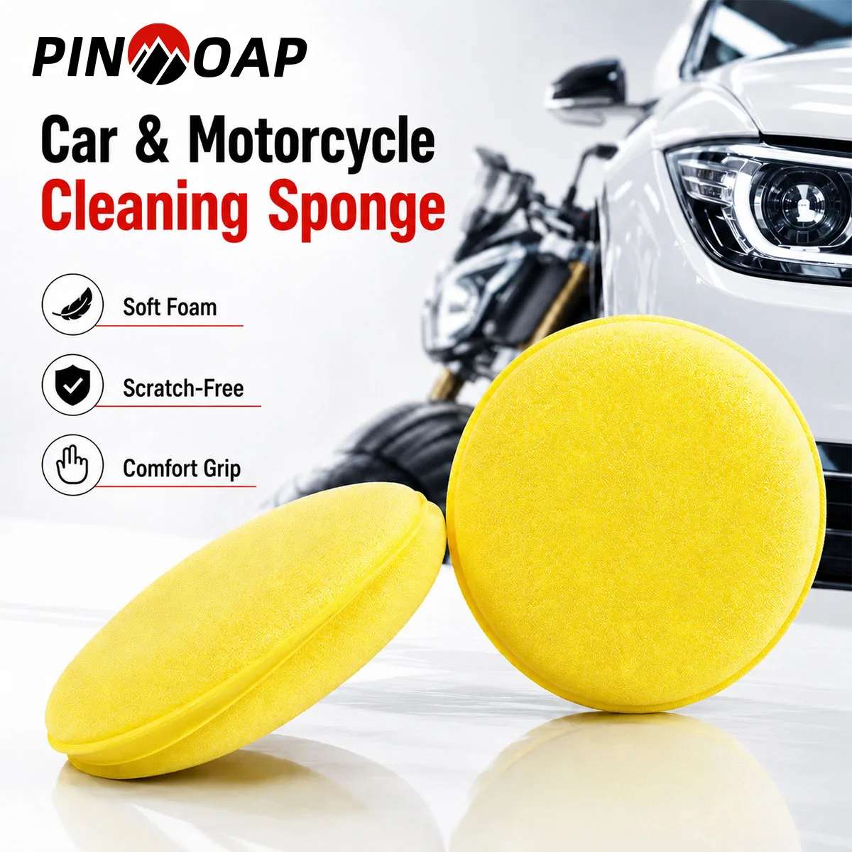 PINMOAP 3/5/12/24PCS Car Motorcycle Cleaning Sponge Wax Applicator Pad Soft Scratch Free Detailing Sponge Fit Wash Polish Care