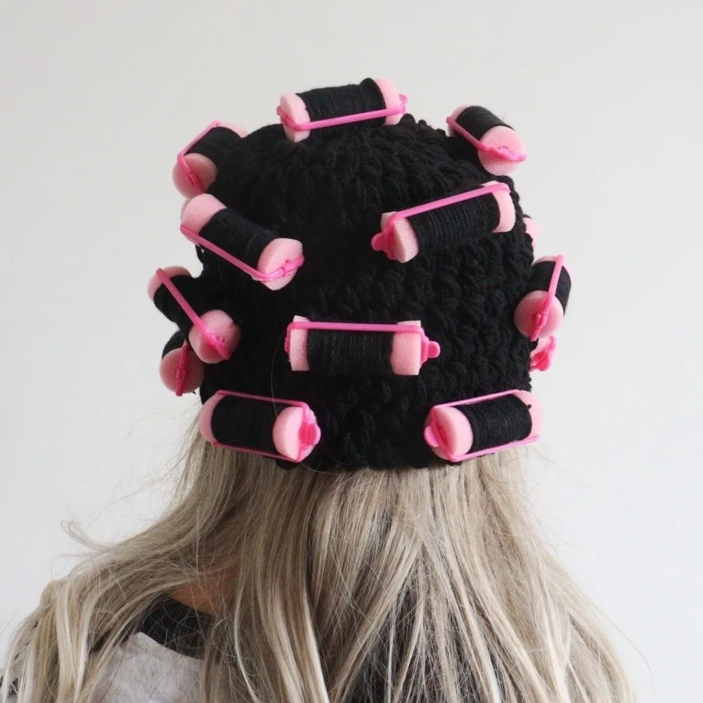 

Playful Warm Hair Curler Knitted Hat Soft Stretchy Pullover Cap Funny Thick Curly Hair Yarn Beanie Outdoor