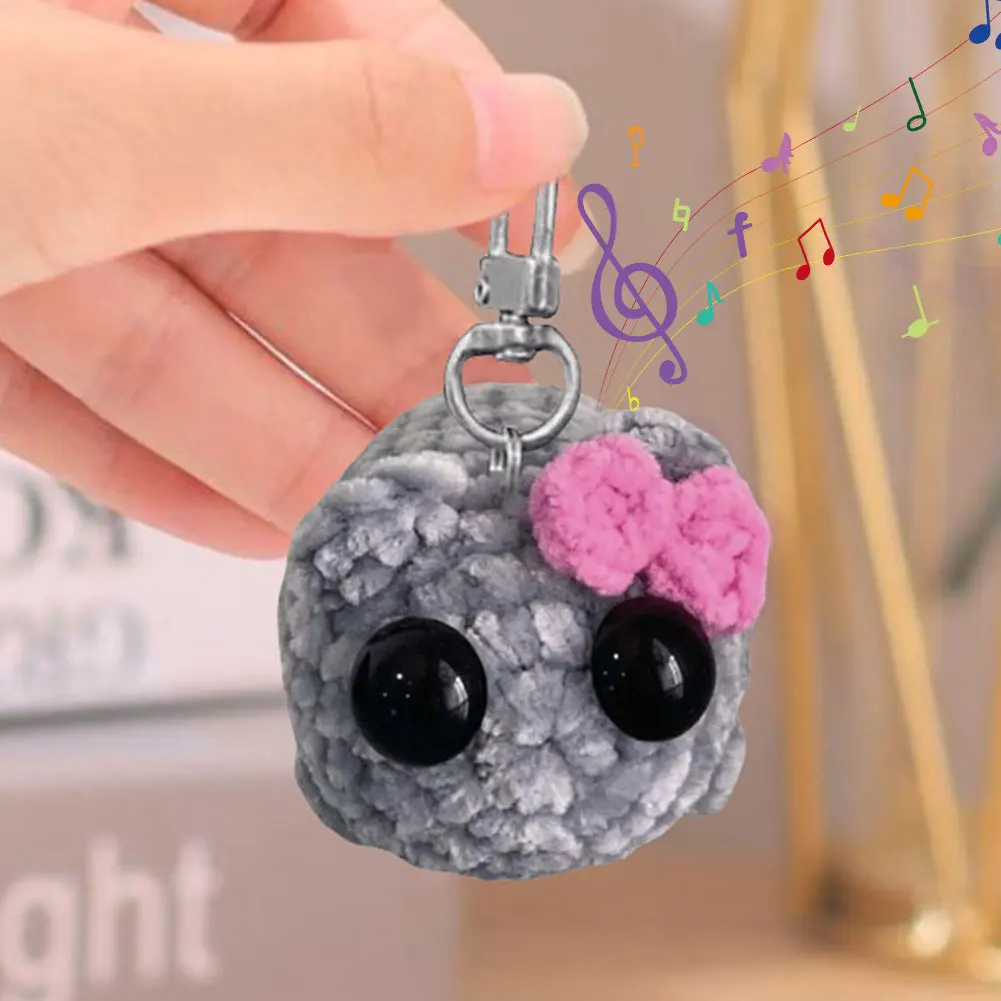 Cartoon Knitting Pendant Crochet Sad Hamster Meme Cute Hamster Animal Plushie Keyring Bow Tie Hamster Keychain Toy for Kids Gift