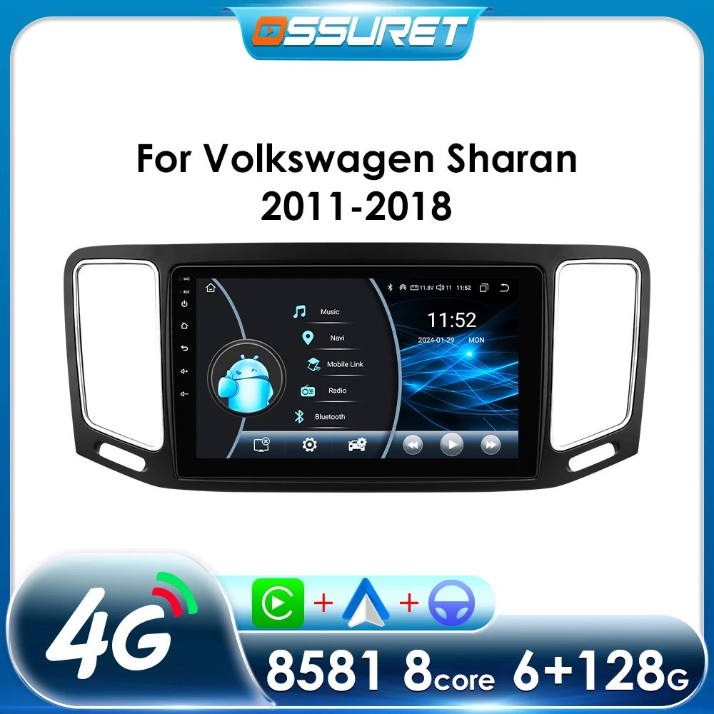 Auto-Multimedia-Player für VW Sharan 7N 7N1 7N2 für Seat Alhambra ll 2010–2021 9 Zoll Carplay Android Auto GPS Navi 2 Din 4G WIFI