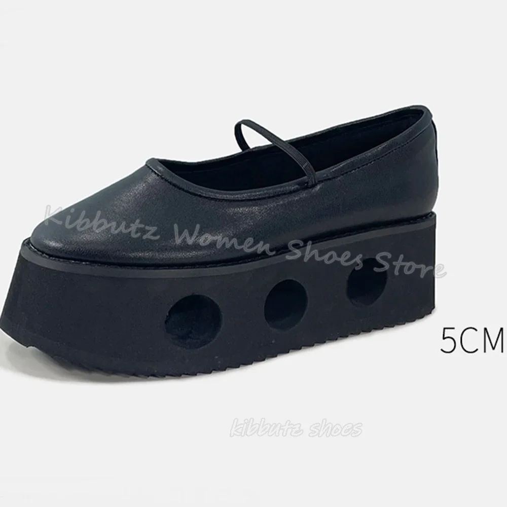 Mule Thick Bottom Pump Platform Luxury Leather Solid Color Round Toe Ankle Strap Slip-On Fashion Concise Elegant Sexy Shoes New