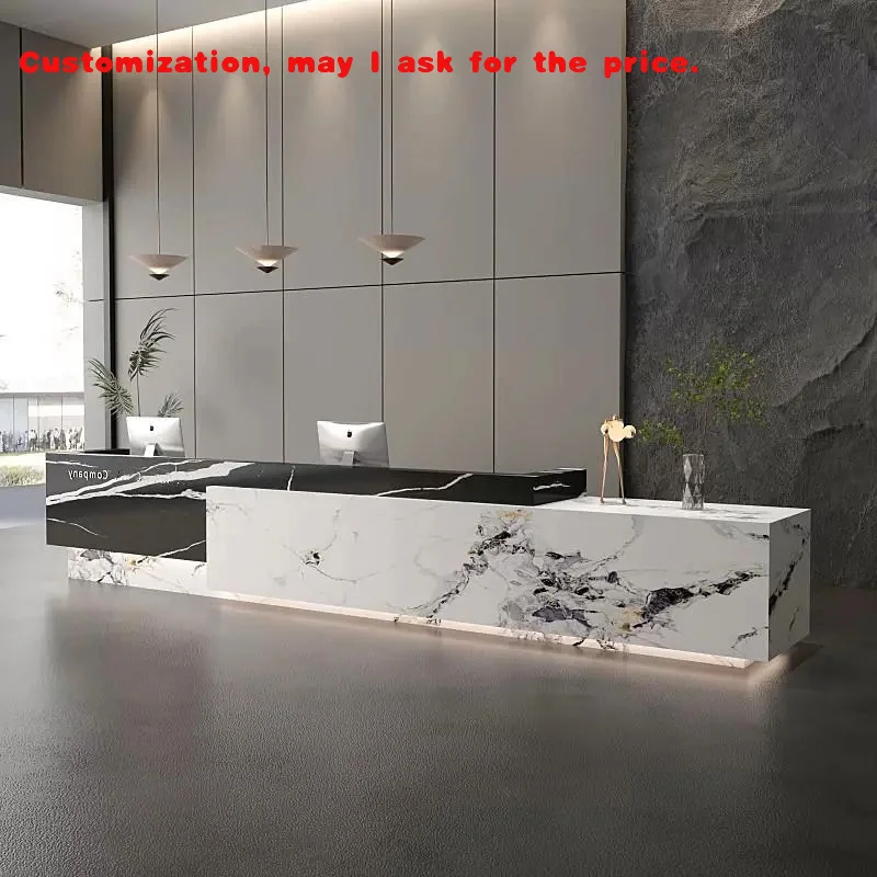 

custom.Customized Large-scale Company Checkout Counter Business Reception Desk at Front Desk Reproduction of Marble Front De