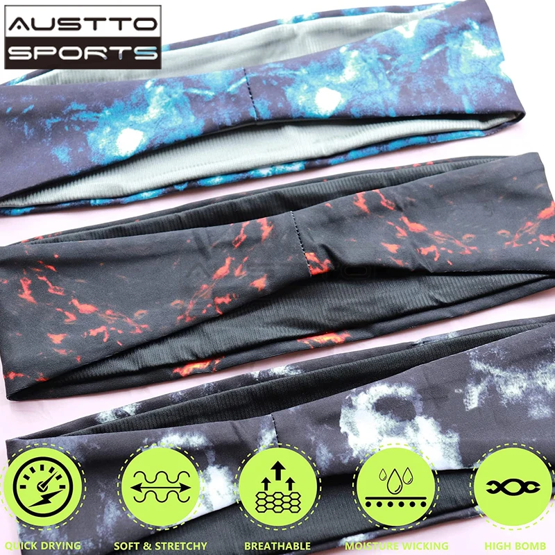 Austto Sport Headband Slim Workout Cooling Sweatband Hair Bands for Men Women Running