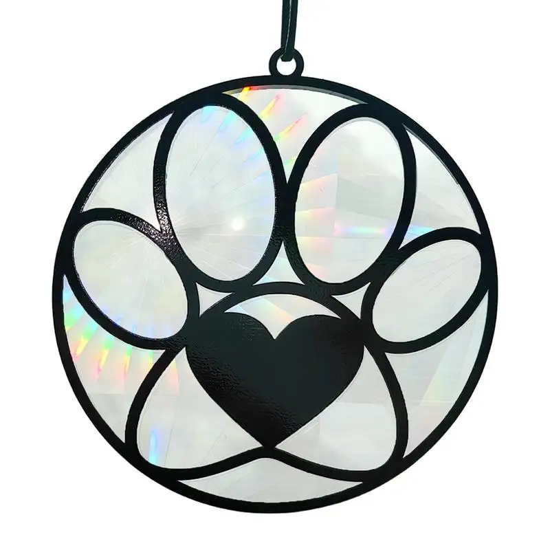 Paw Print Window Sun Catcher Acrylic Dog Cat Memorial Ornament Pet Loss Keepsake Loss Sympathy Rainbow Maker Pendant For Home