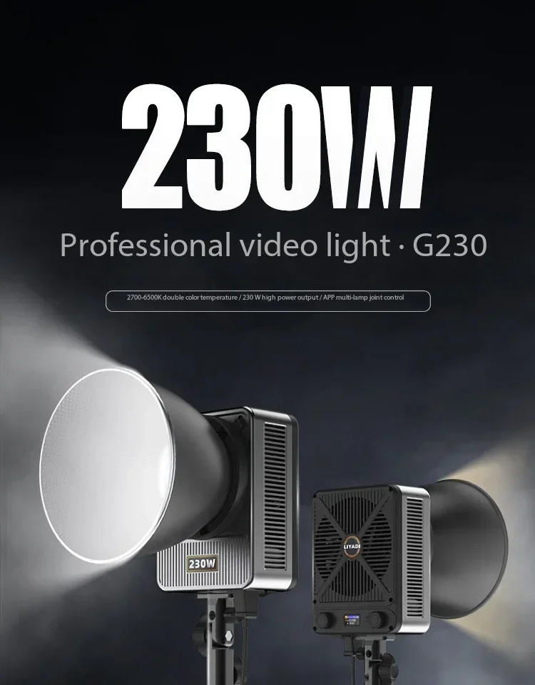 LIYADI G230W Portable Photography LED Video Light 2700K-6500K Continuous Output Lighting for Softbox Lighting Studio Live