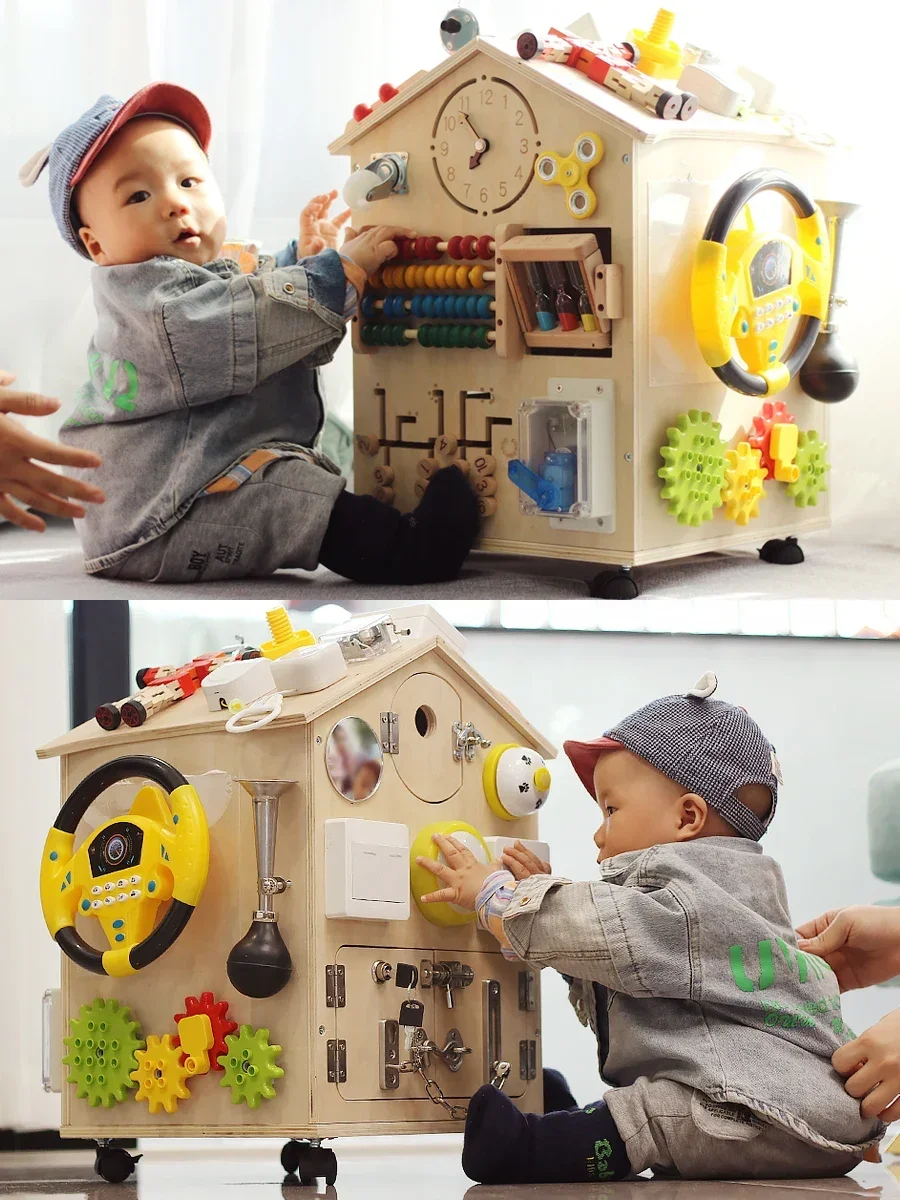 

Early education 1 year old 3 years old, baby, homemade busy board, box house, complete DIY accessories