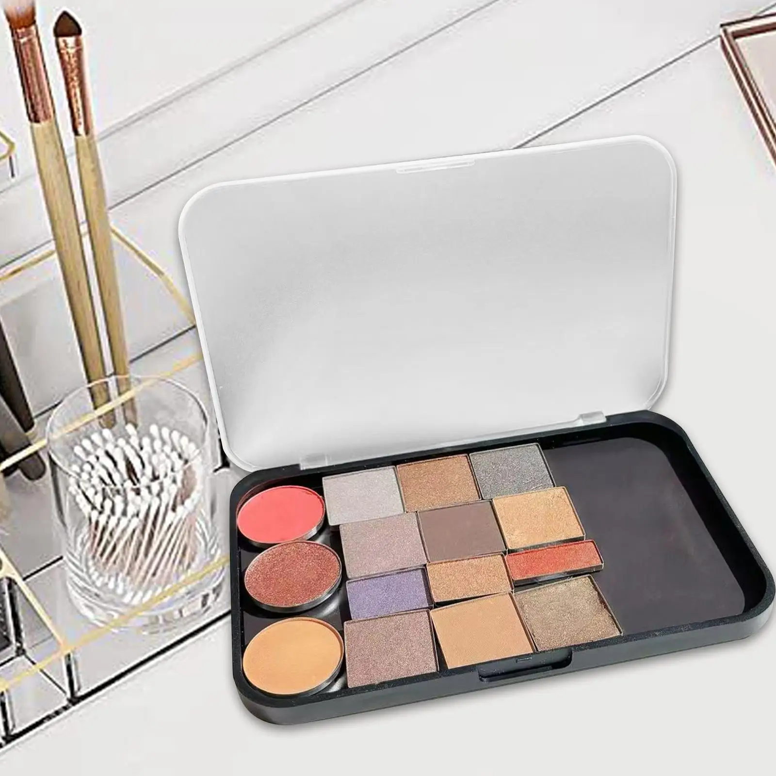Palette de maquillage vide avec boîte de rangement de distribution de fard à paupières transparent givré