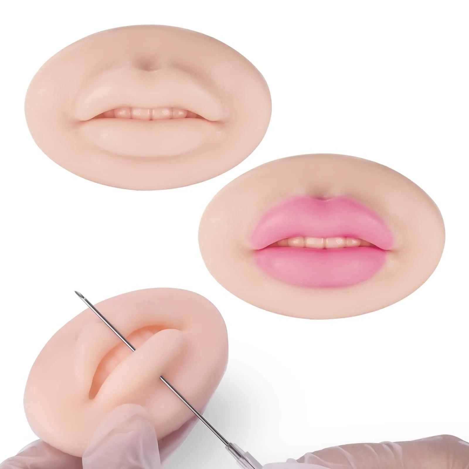 2pcs 3D Simulation Silicone Lip Tattoo Practice Skin Reuseable Training Skin For Lip Blush Permanent Makeup Practice Leather