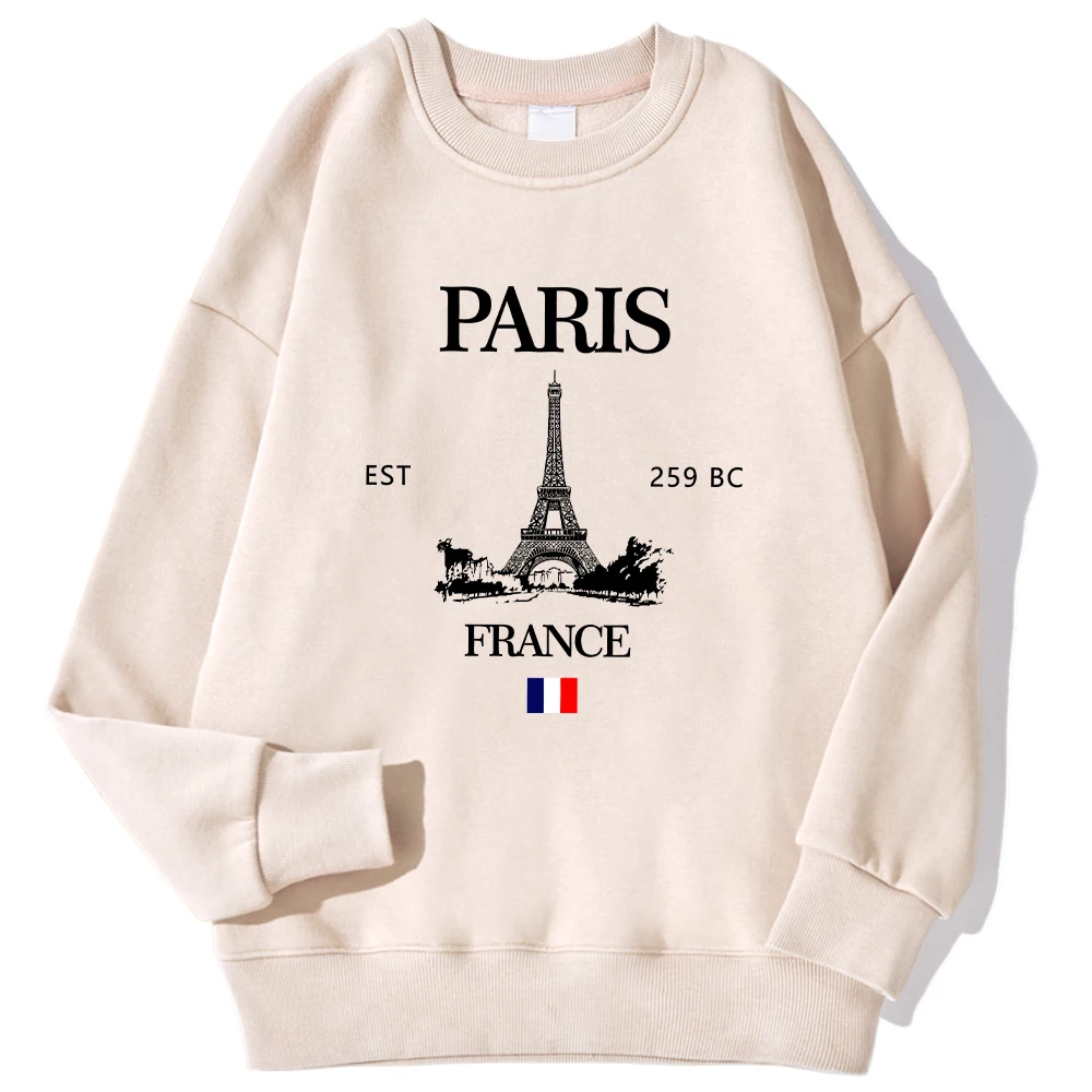 Fashion Womens Hoodie Paris France Eiffel Tower Printing Sweatshirt Crewneck Soft Warm Breathable Pullover Autumn Winter Tops