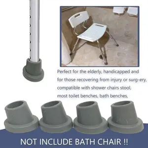 Rubber Caps Bath Chair Feet Accessories Universal Anti-Slip Chair Feet Caps Durable Bath Seat Feet