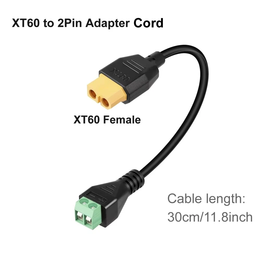 XT60 to 2 Pin Solderless Terminal Adapter XT60 Connectors Terminal Cable, for Solar Panels,Drone, Model Aircraft,Balance Charger
