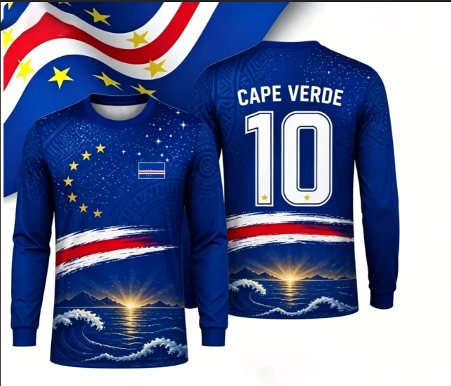 Cape Verde long sleeved football shirt fabric is lightweight, refreshing, and unconstrained for outdoor sports