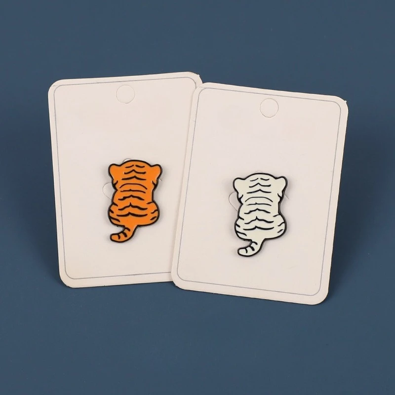 Cartoon Cute Tiger Back Metal Brooch Pin Kids Gift Decorative Badge DIY Clothing Bags Shoes Hat Scarf T-shirt Jeans