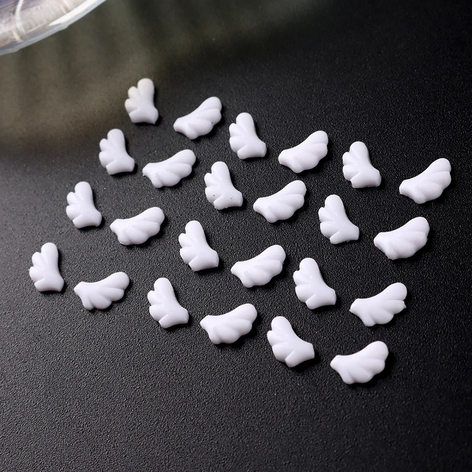 100 قطعة الملاك الجناح مسمار الفن السحر-3D الراتنج الأبيض اليسار واليمين مختلط صغير لطيف أجنحة مسمار الزينة DIY بها بنفسك مسمار الملحقات