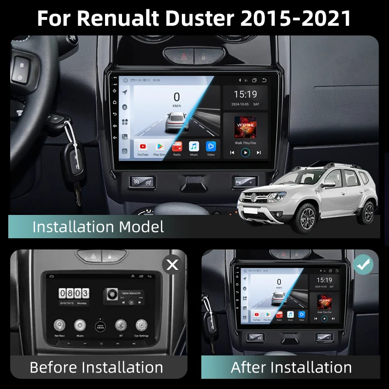 Srnubi 2 Din Android 13 Car Radio For Renault Duster 2015-2021 For LADA Largus 2021 Multimedia Video Player Carplay Auto DVD BT