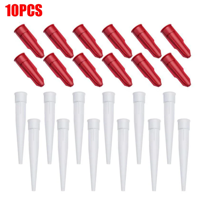 10PCS Caulking Nozzle Pack Silicone Tube Nozzle Cap Re-Sealable Mastic Cartridge Spare Nozzles Screw Cover For Silicone Caulking