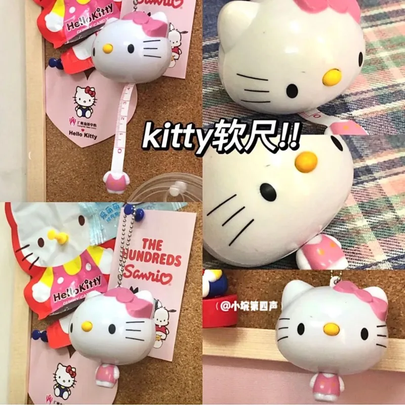 Kawaii Sanrio Hello Kitty cartoon self-retractable tape measure cute Kt cat meter ruler mini pendant soft tape measure ruler