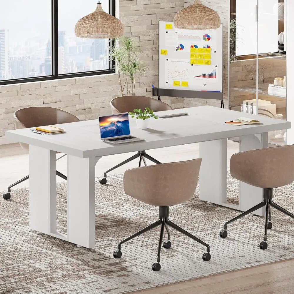 طاولة ندوة مستطيلة بطول 6 أقدام، 70.9 لتر × 31.5 وات لـ 6 أشخاص، طاولة غرفة المكتب وغرفة الاجتماعات #1